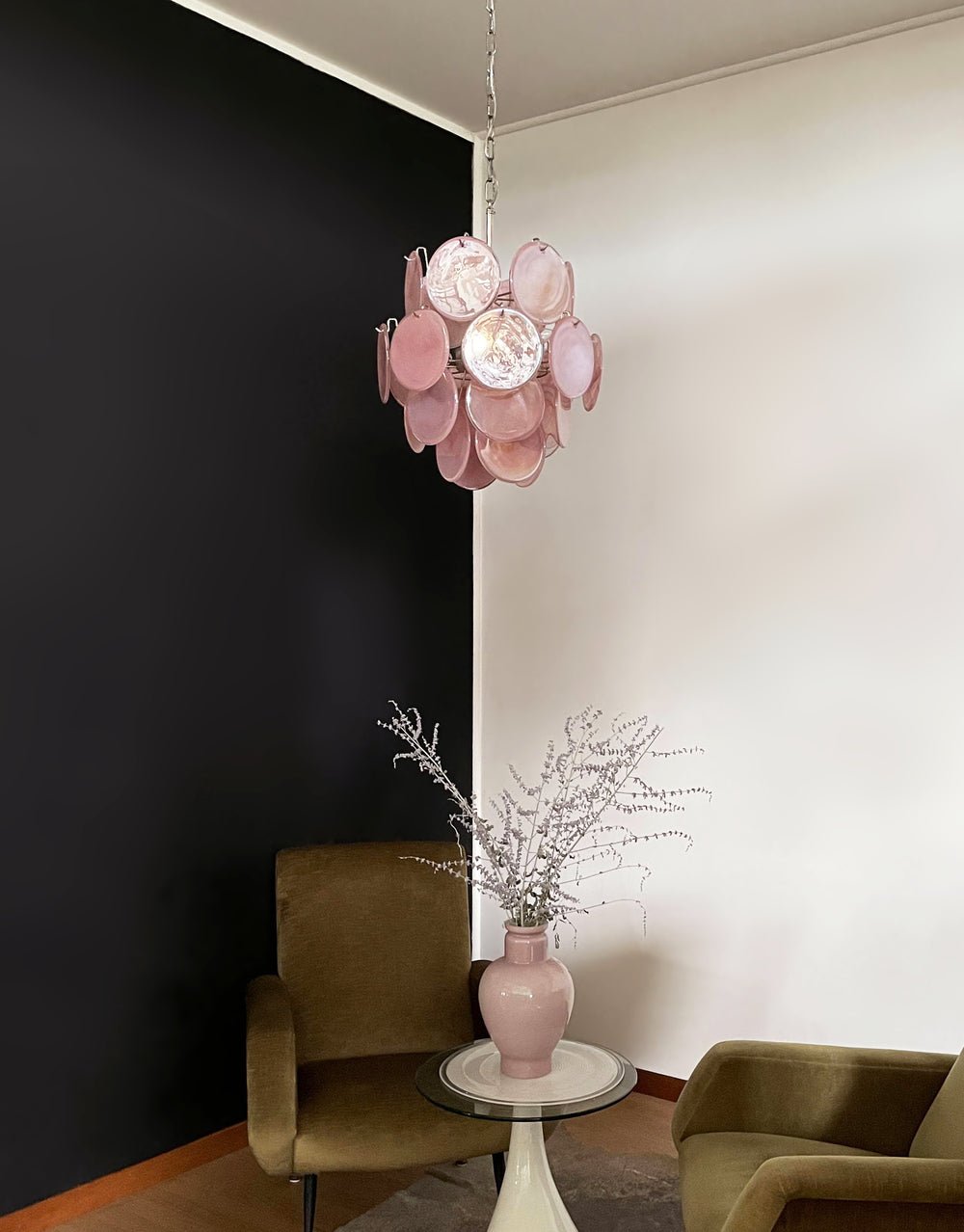 Nivine Lustre en Verre de Murano Rose Vintage