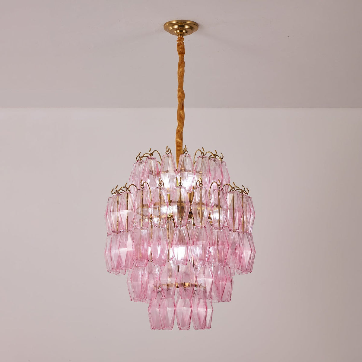 Aurora Chandelier Pink Murano Glass Layered Glam-Neutral Decor
