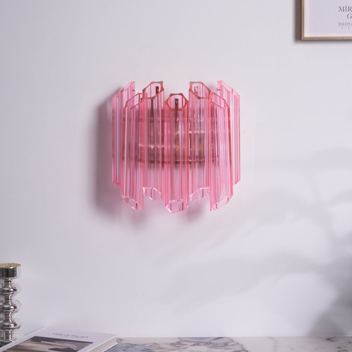 Caleon Applique Murale Tube en Verre Murano Rose