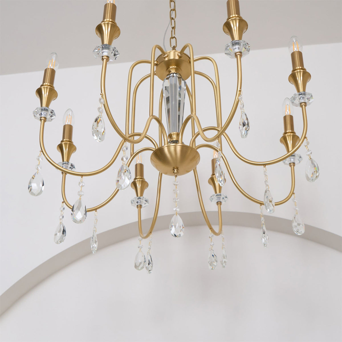 Ercararis Lustre Vintage Industriel Laiton Cristal
