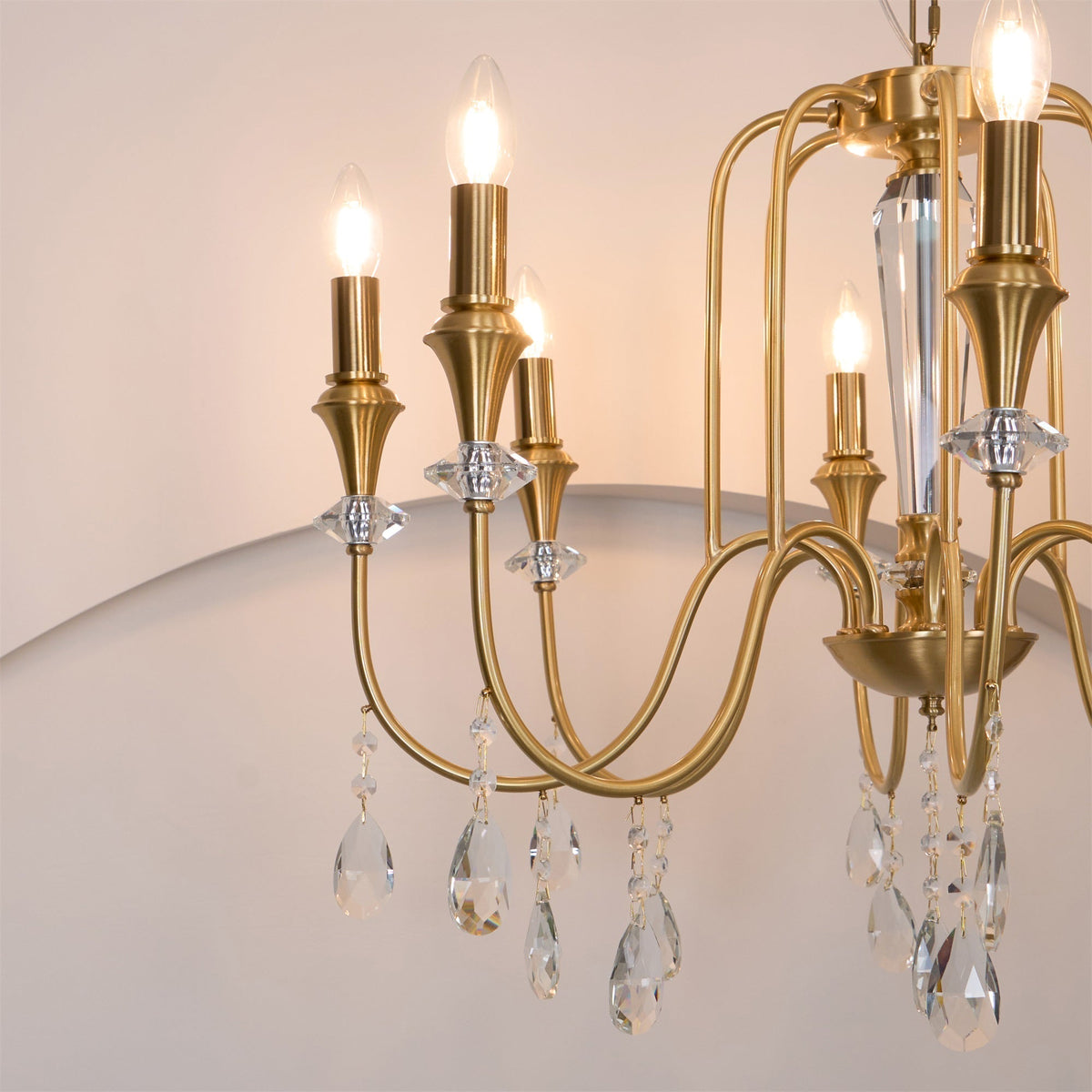 Ercararis Lustre Vintage Industriel Laiton Cristal