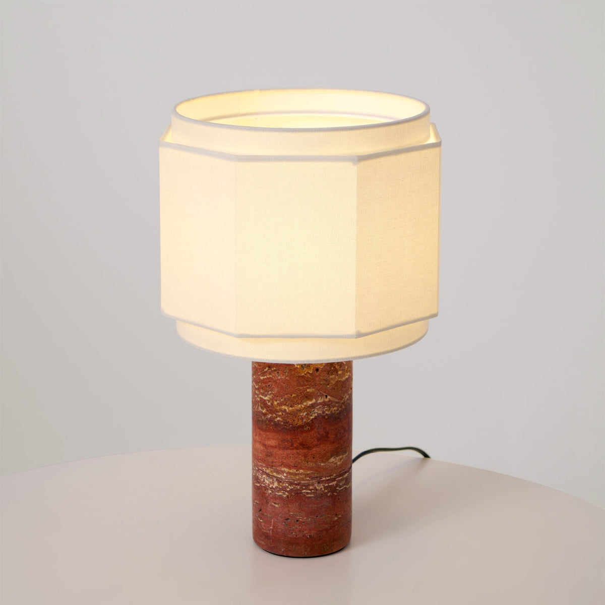 Eclipse Lampe de Table en Tissu Et Marbre Géométrique