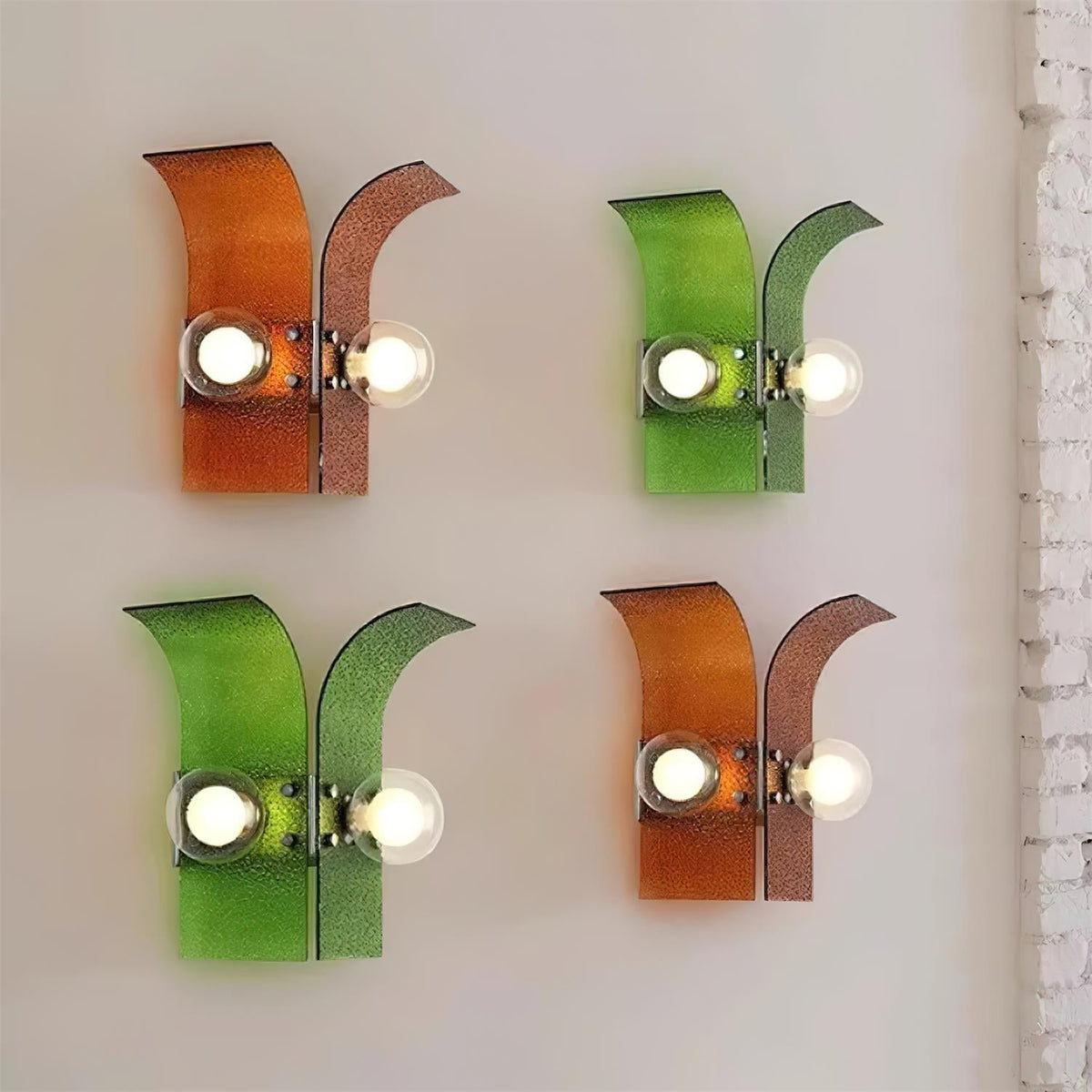 Wall Light Textured Glass Panels Dual Globes-Neutral Decor