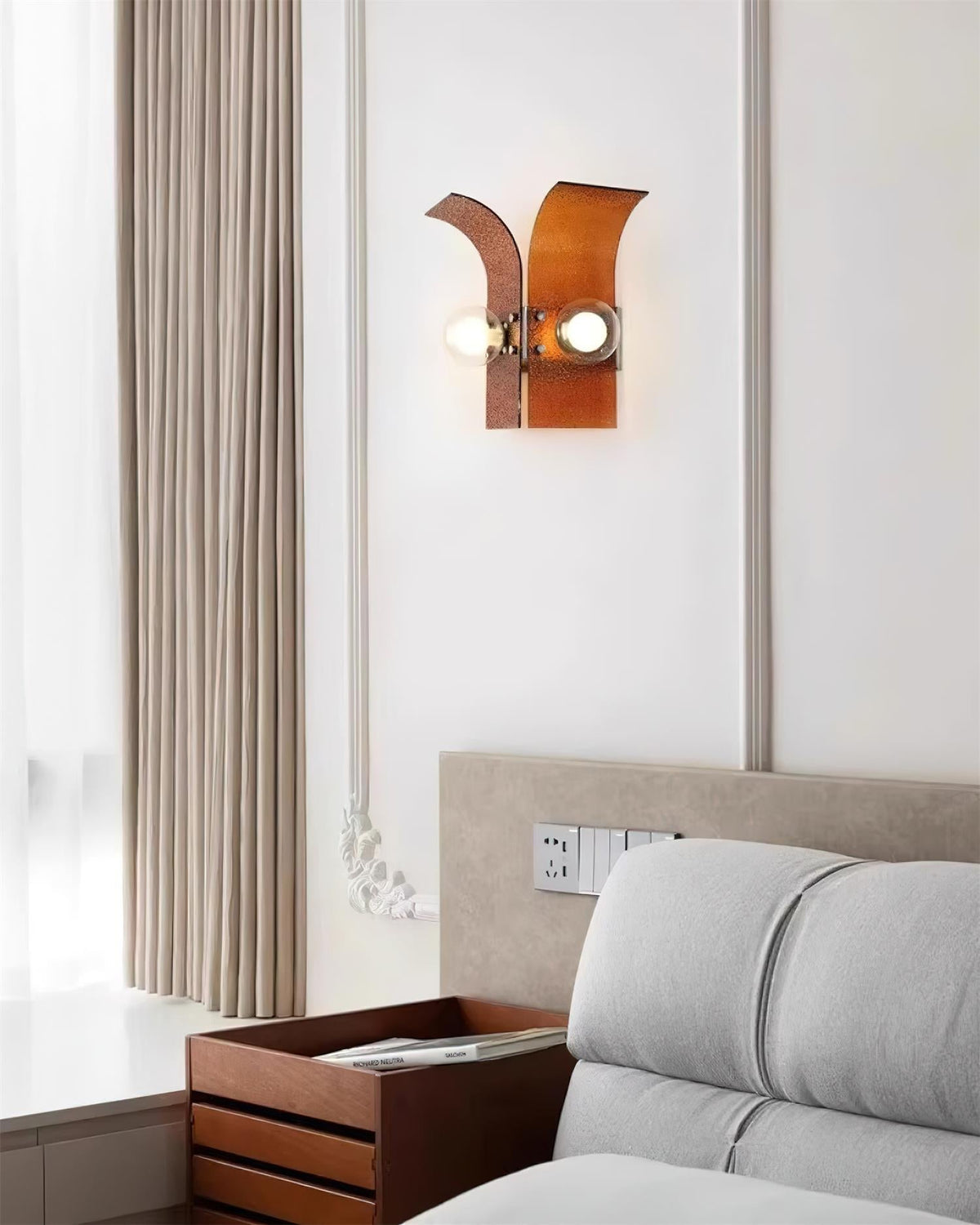 Wall Light Textured Glass Panels Dual Globes-Neutral Decor