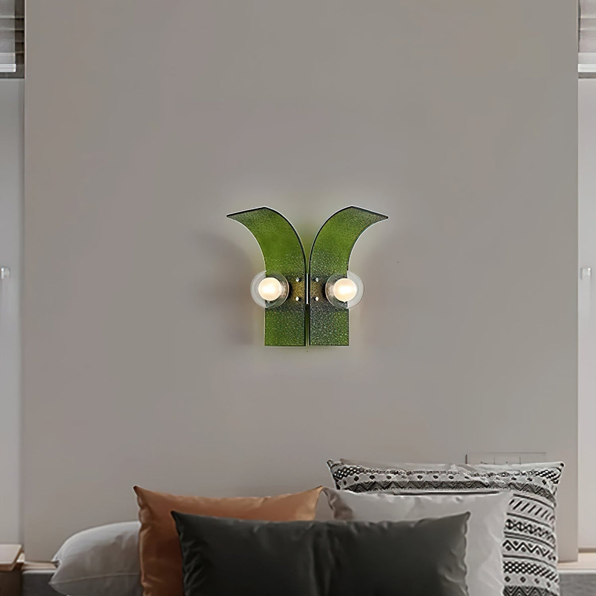 Wall Light Textured Glass Panels Dual Globes-Neutral Decor