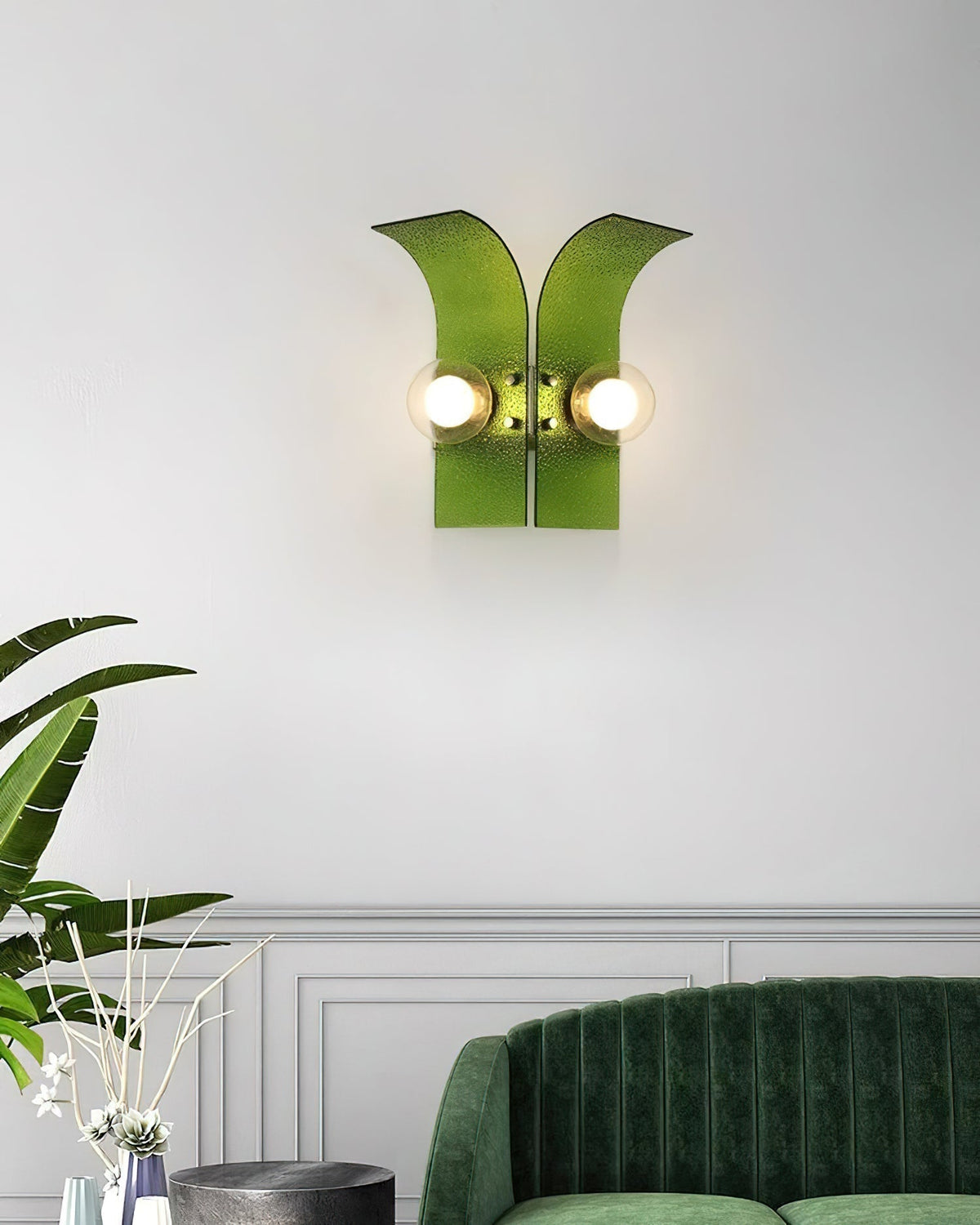 Wall Light Textured Glass Panels Dual Globes-Neutral Decor