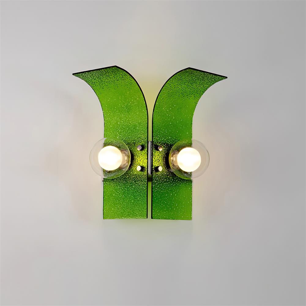 Wall Light Textured Glass Panels Dual Globes-Neutral Decor