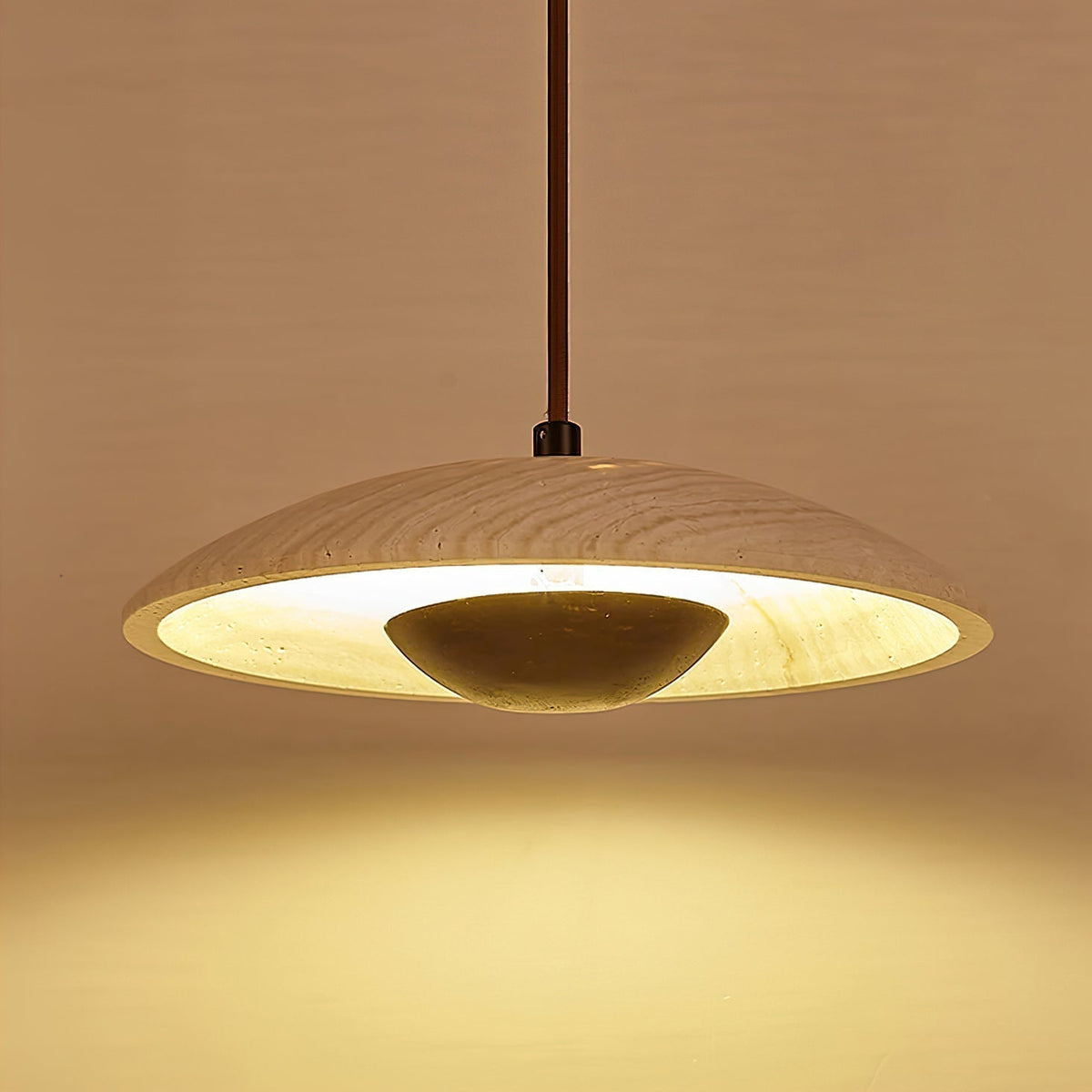 Deleria Large-Bord Travertin Pendentif Lumière
