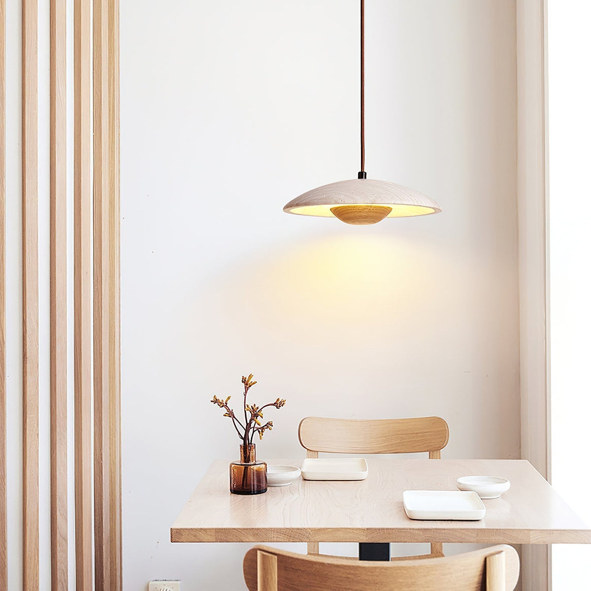 Deleria Large-Bord Travertin Pendentif Lumière