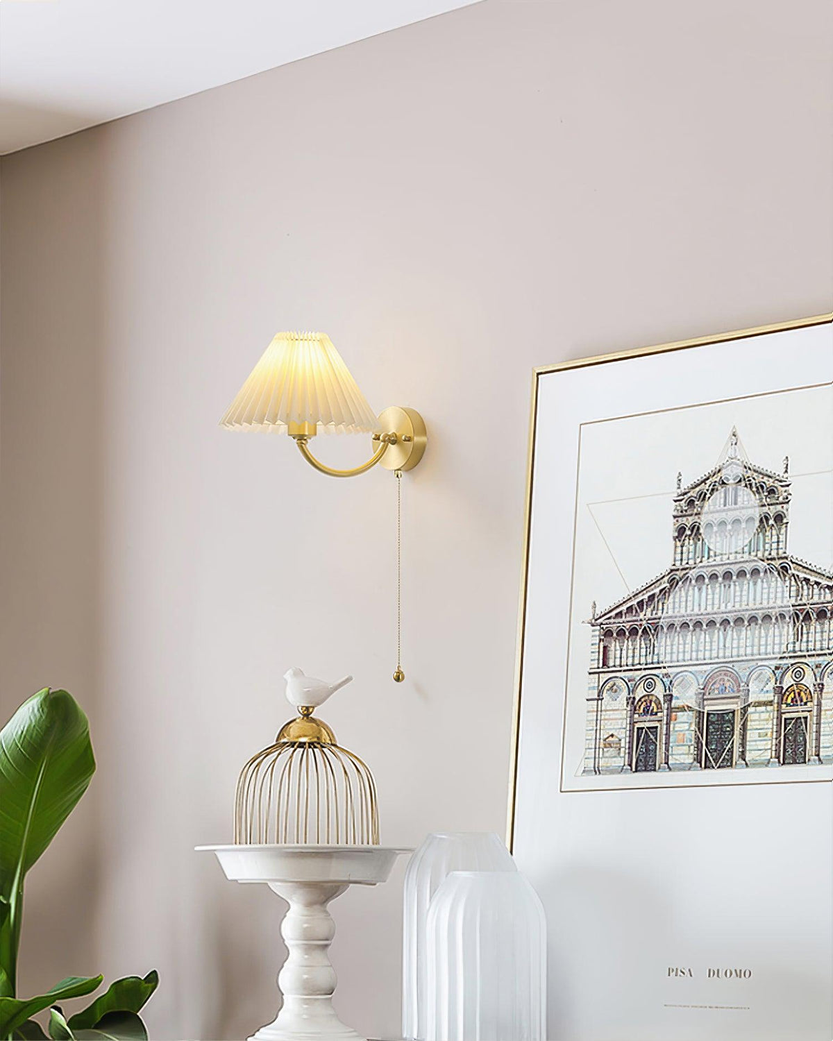 Ilvaine Élégance Plissé Laiton Tissu Applique Murale