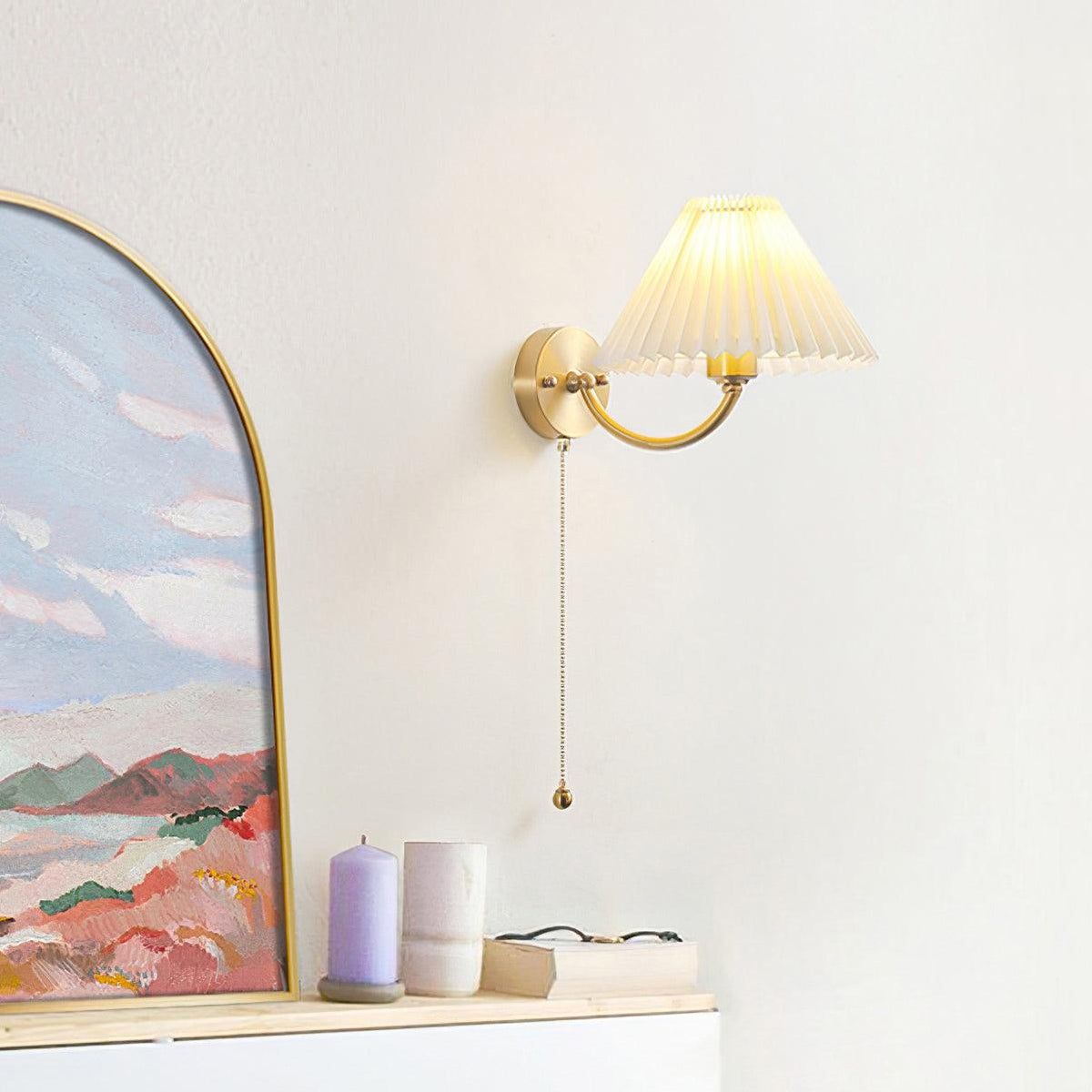 Ilvaine Élégance Plissé Laiton Tissu Applique Murale