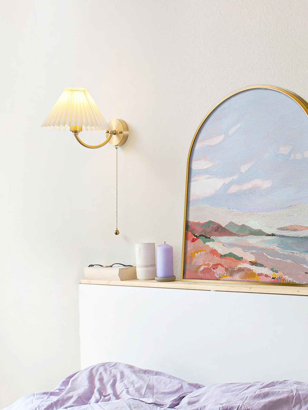 Ilvaine Élégance Plissé Laiton Tissu Applique Murale