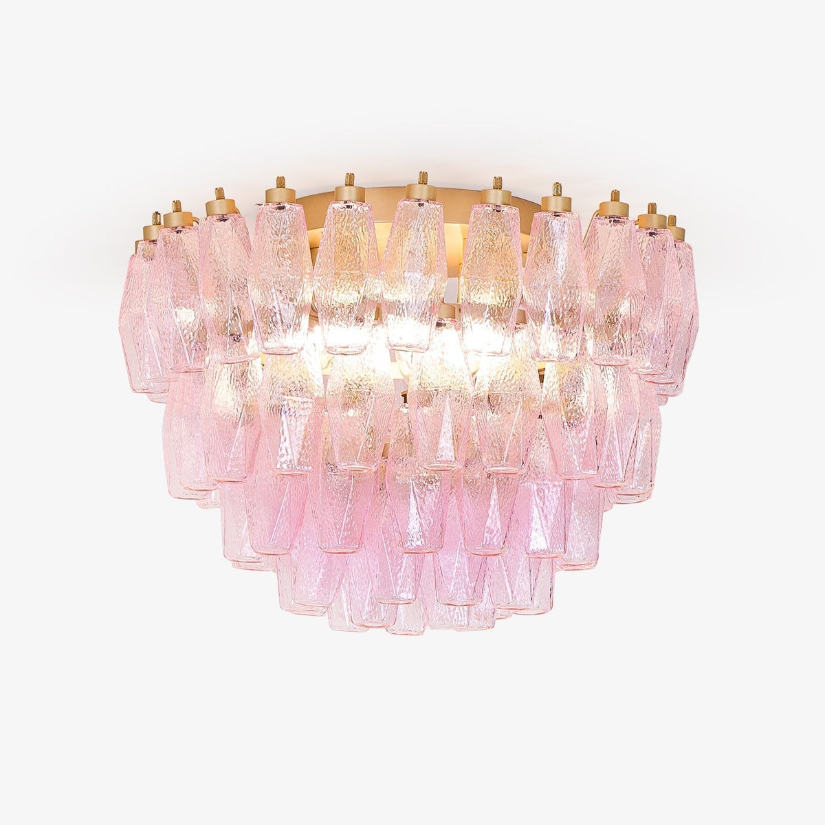 Aldien Lampe de Plafond en Verre de Murano Poliedri Rose