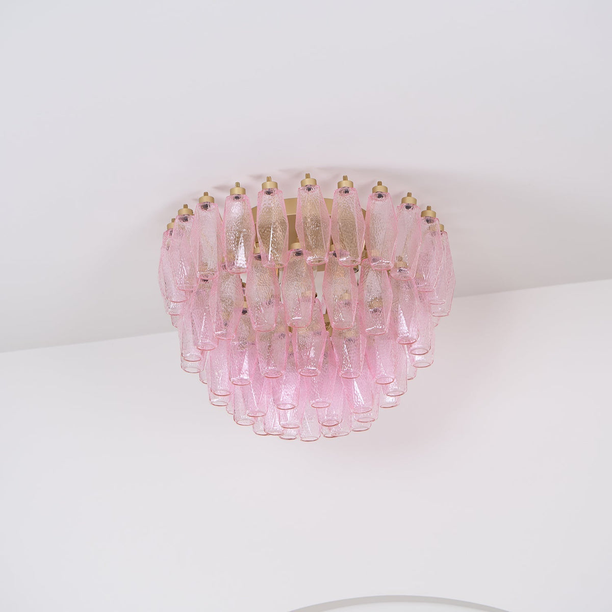 Aldien Lampe de Plafond en Verre de Murano Poliedri Rose