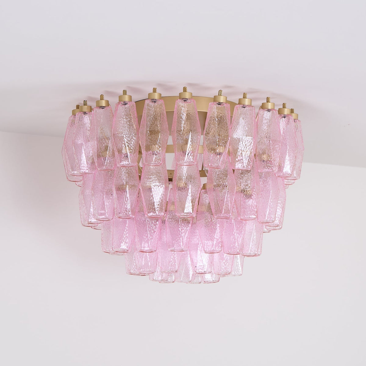 Aldien Lampe de Plafond en Verre de Murano Poliedri Rose