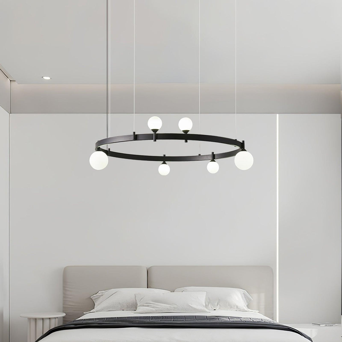 Doveon Suspension Lampe Anneau Noir Rond