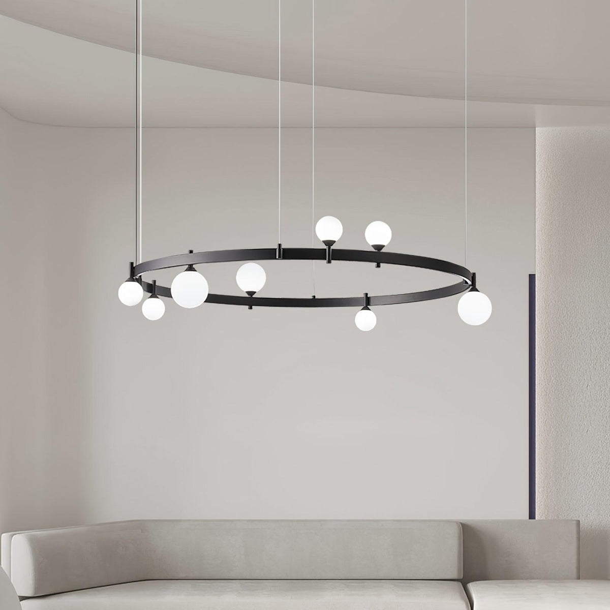 Doveon Suspension Lampe Anneau Noir Rond