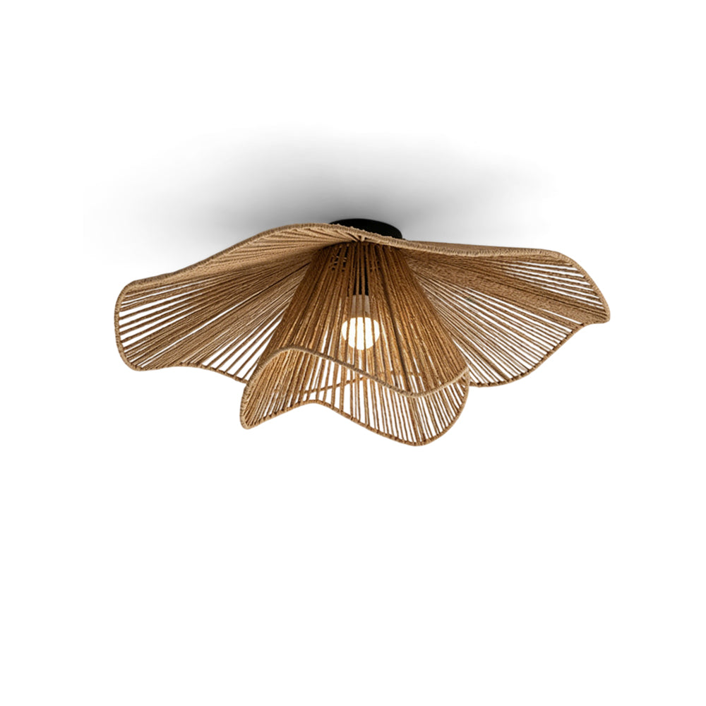 Pontos Rattan Ceiling Light in a minimalist living room.