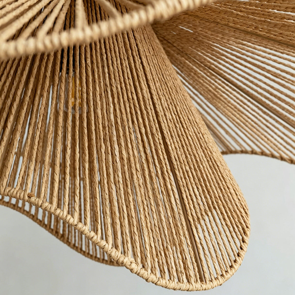 The Pontos Ceiling Light turned on, casting warm light and linear shadows.