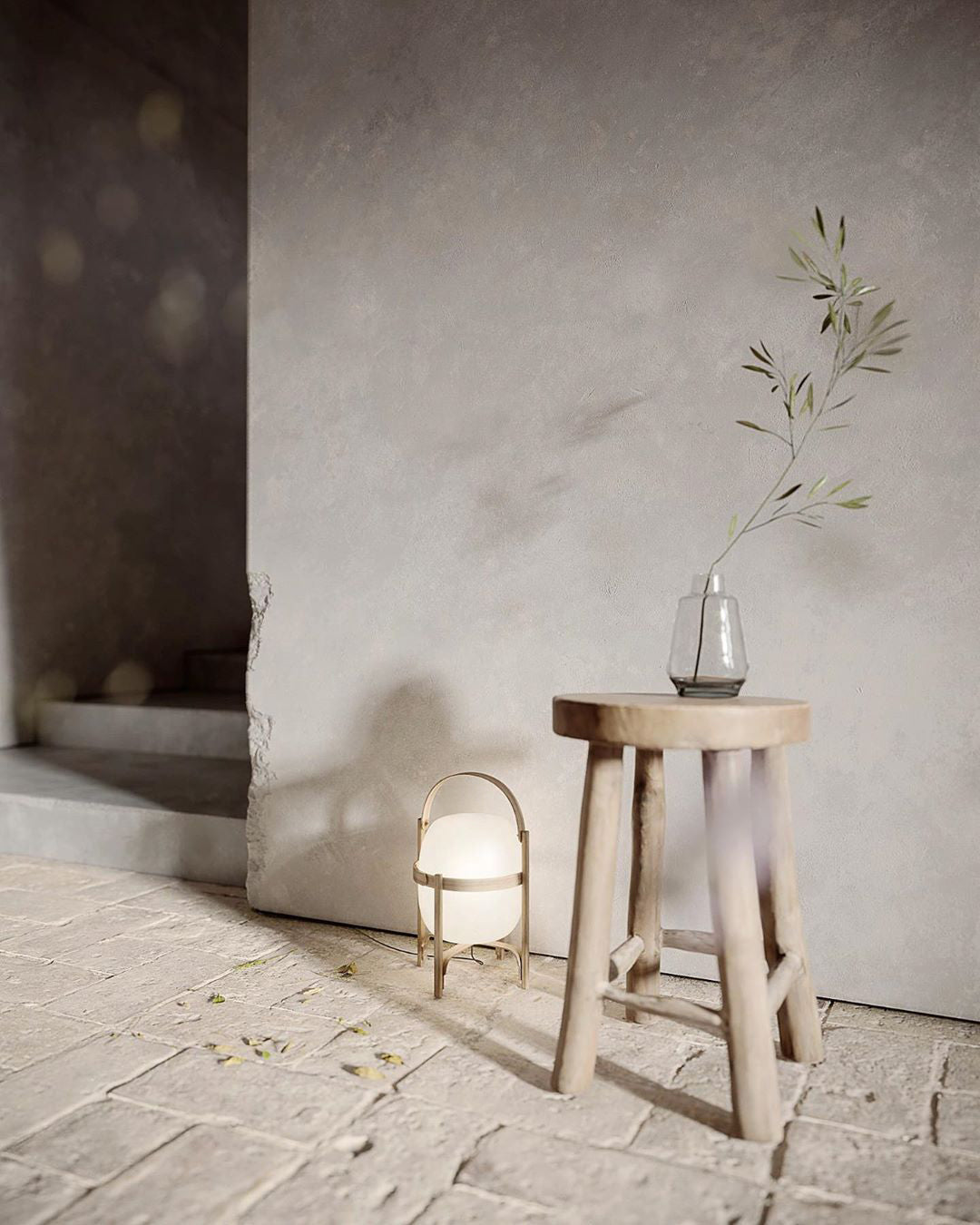 Lethra Lampe de Table en Bois Et Verre