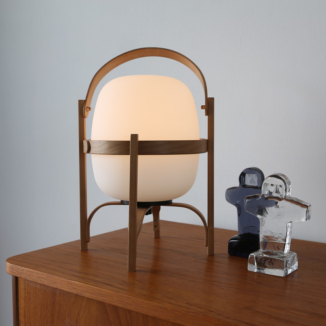 Lethra Lampe de Table en Bois Et Verre