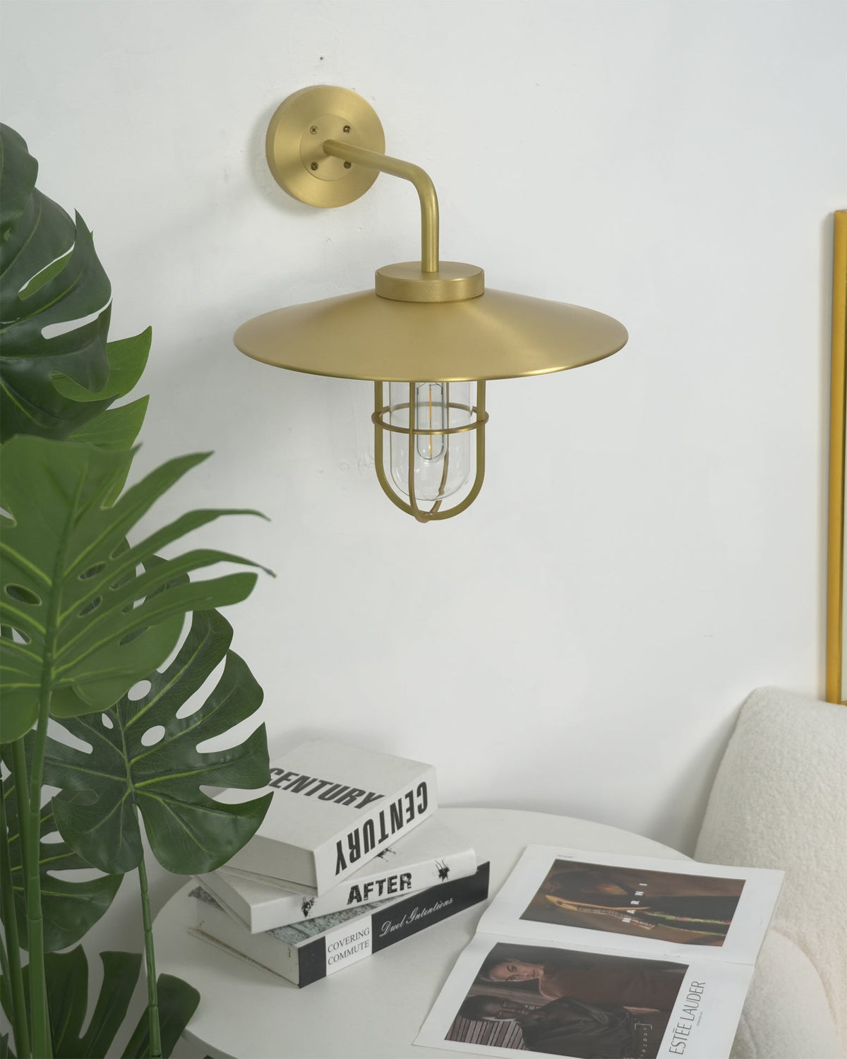 Side view of the black Portree Wall Light, showing its wall mount.