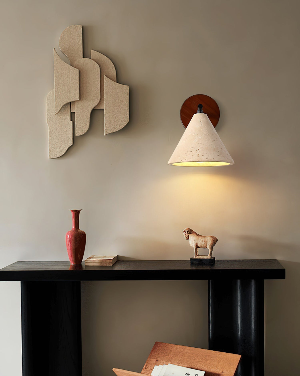 Possio Wall Light illuminated, casting a warm ambient glow.