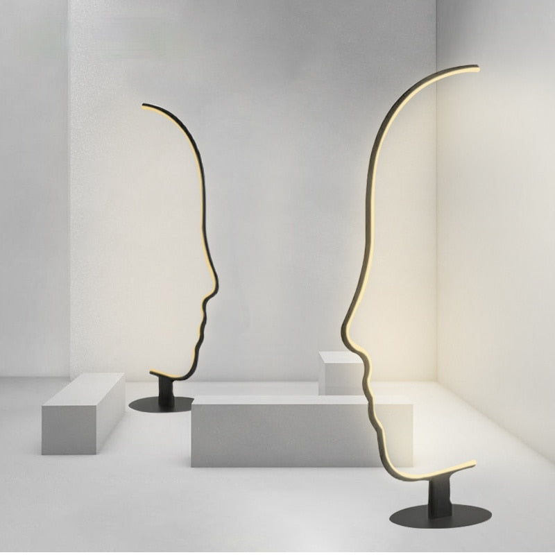 Ray Lampe sur pied Led visage de humain postmoderne pour la chambre