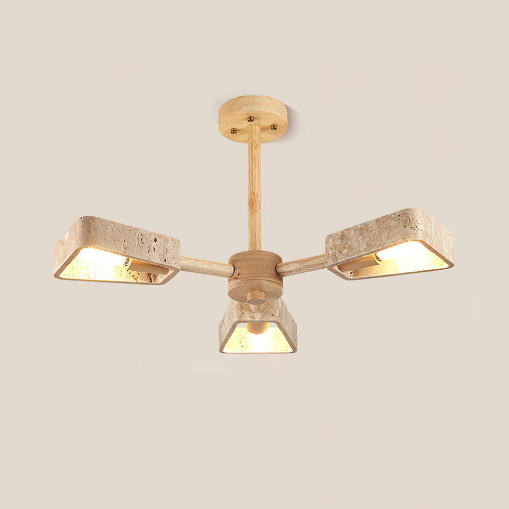 Feyno Travertine & Wood Ceiling Light-Neutral Decor