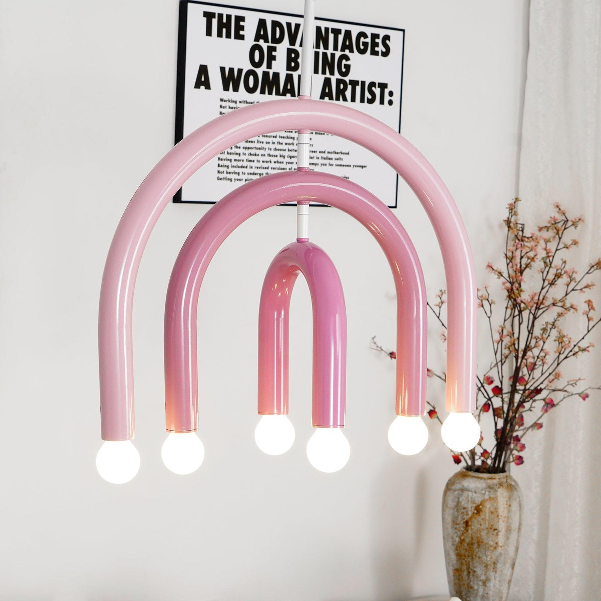 Pendant Lamp Rainbow Modern Metal Arc for Living and Dining Room-Neutral Decor