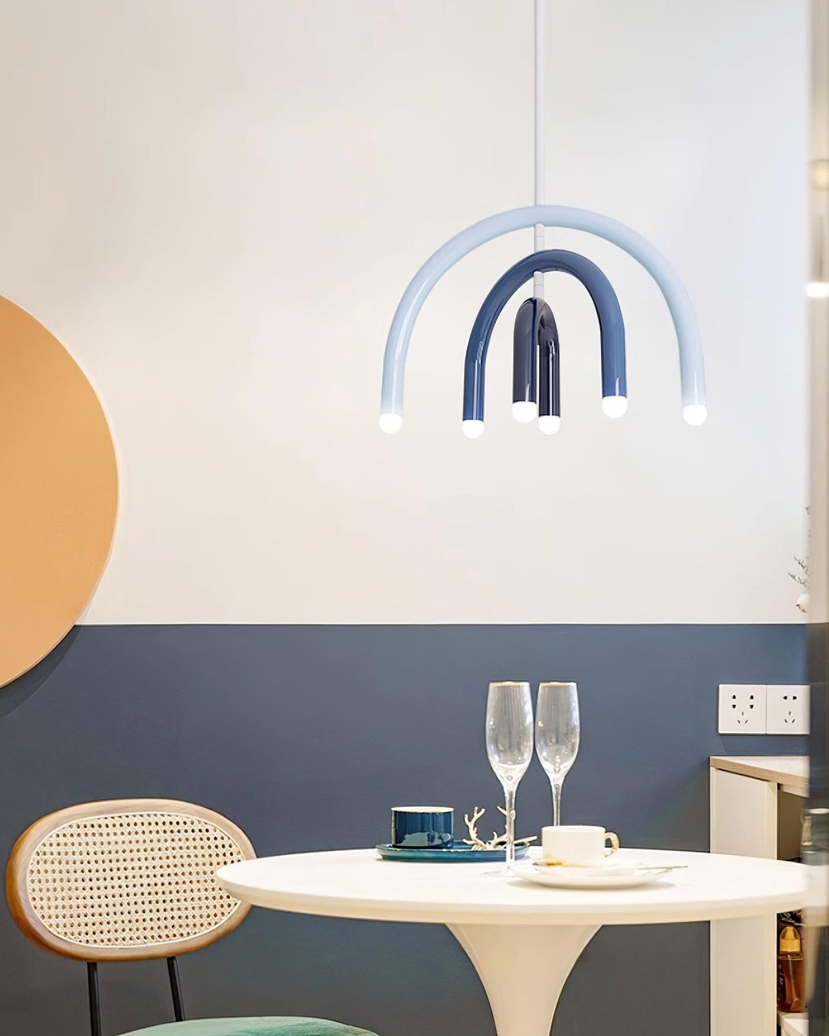 Pendant Lamp Rainbow Modern Metal Arc for Living and Dining Room-Neutral Decor