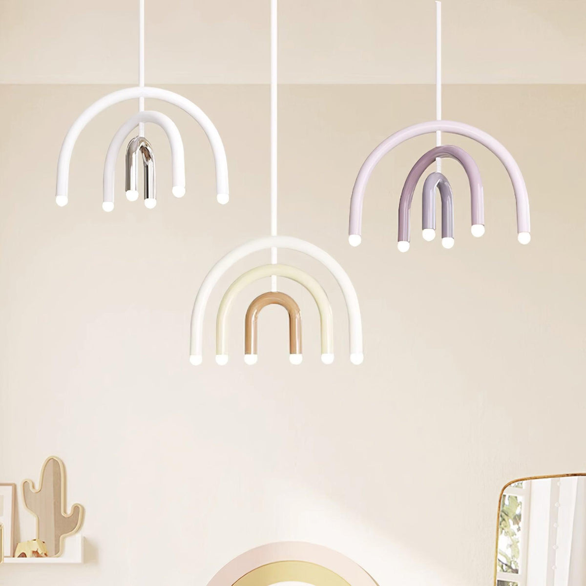 Pendant Lamp Rainbow Modern Metal Arc for Living and Dining Room-Neutral Decor