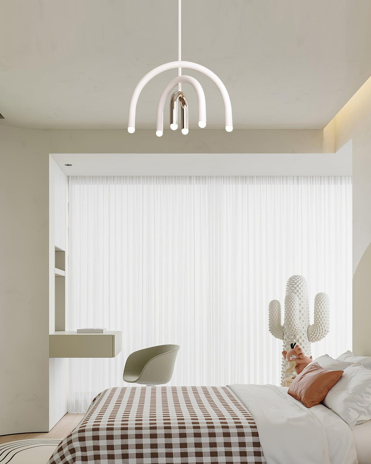Pendant Lamp Rainbow Modern Metal Arc for Living and Dining Room-Neutral Decor