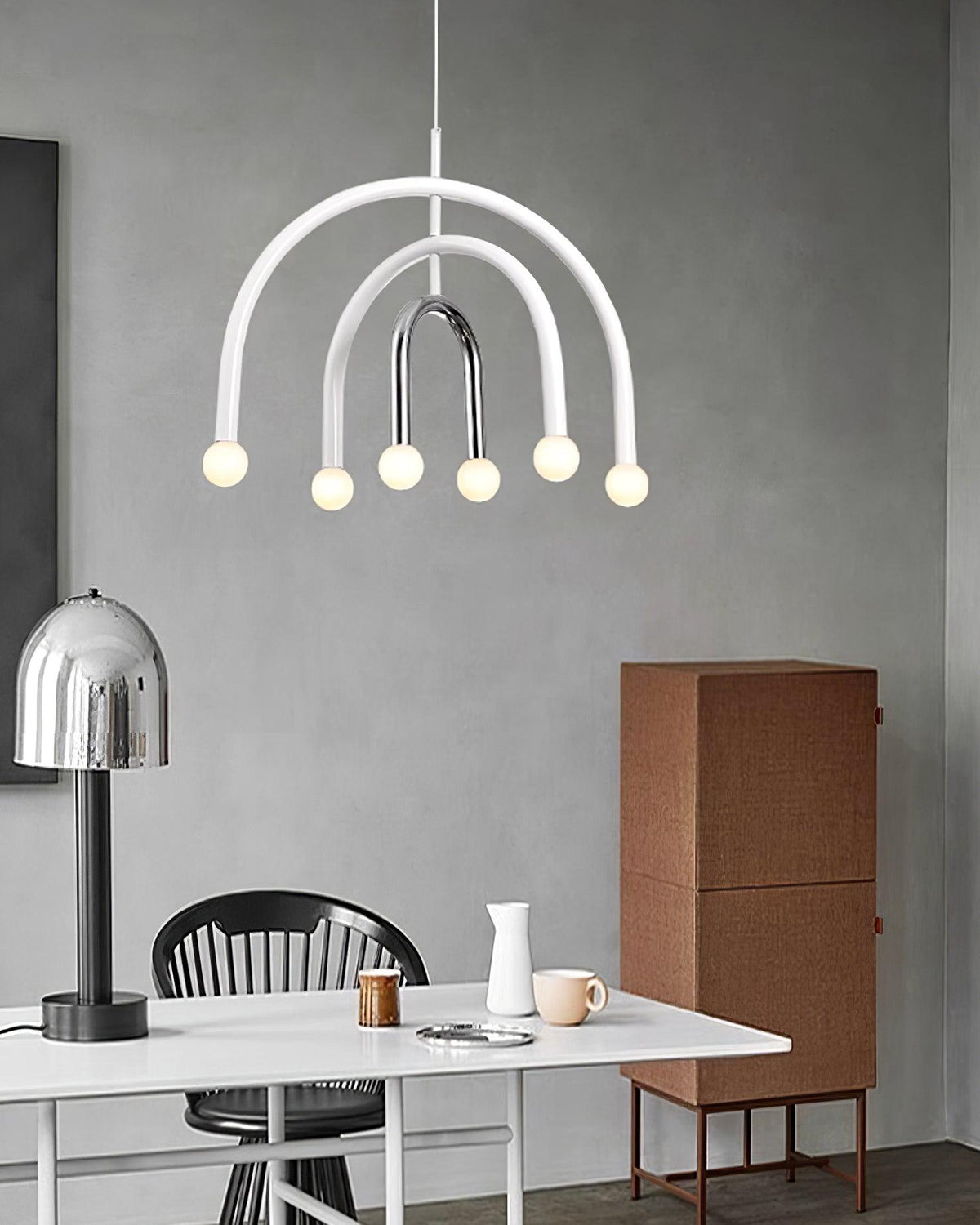 Pendant Lamp Rainbow Modern Metal Arc for Living and Dining Room-Neutral Decor