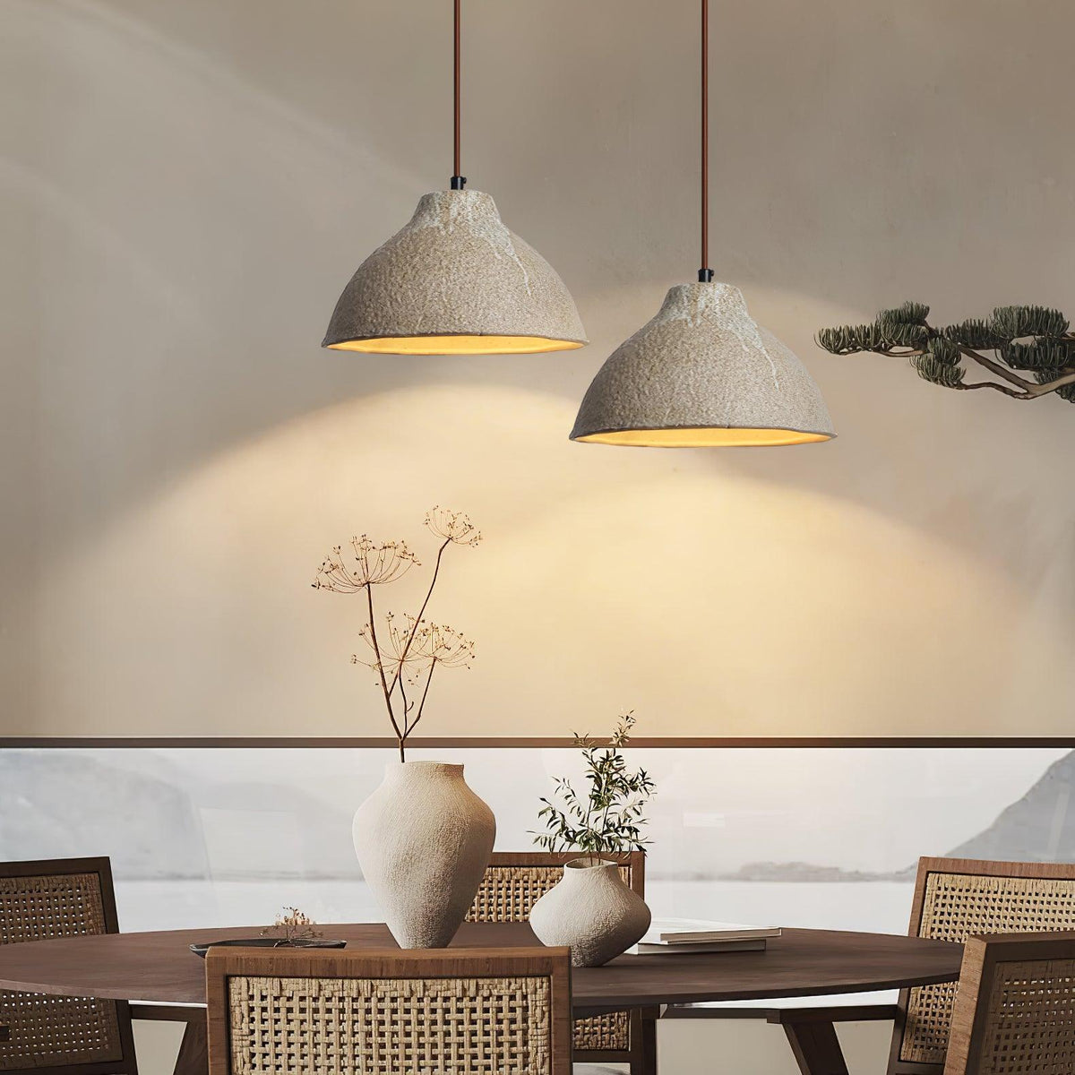 Zandora Suspension Rétro en Céramique et Bois