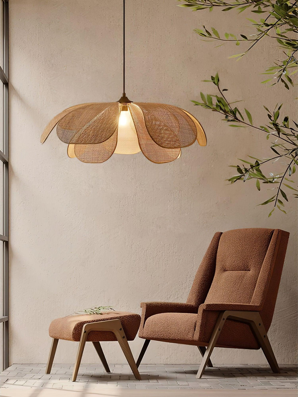Petaral Suspension Lampe Rétro en Rattan
