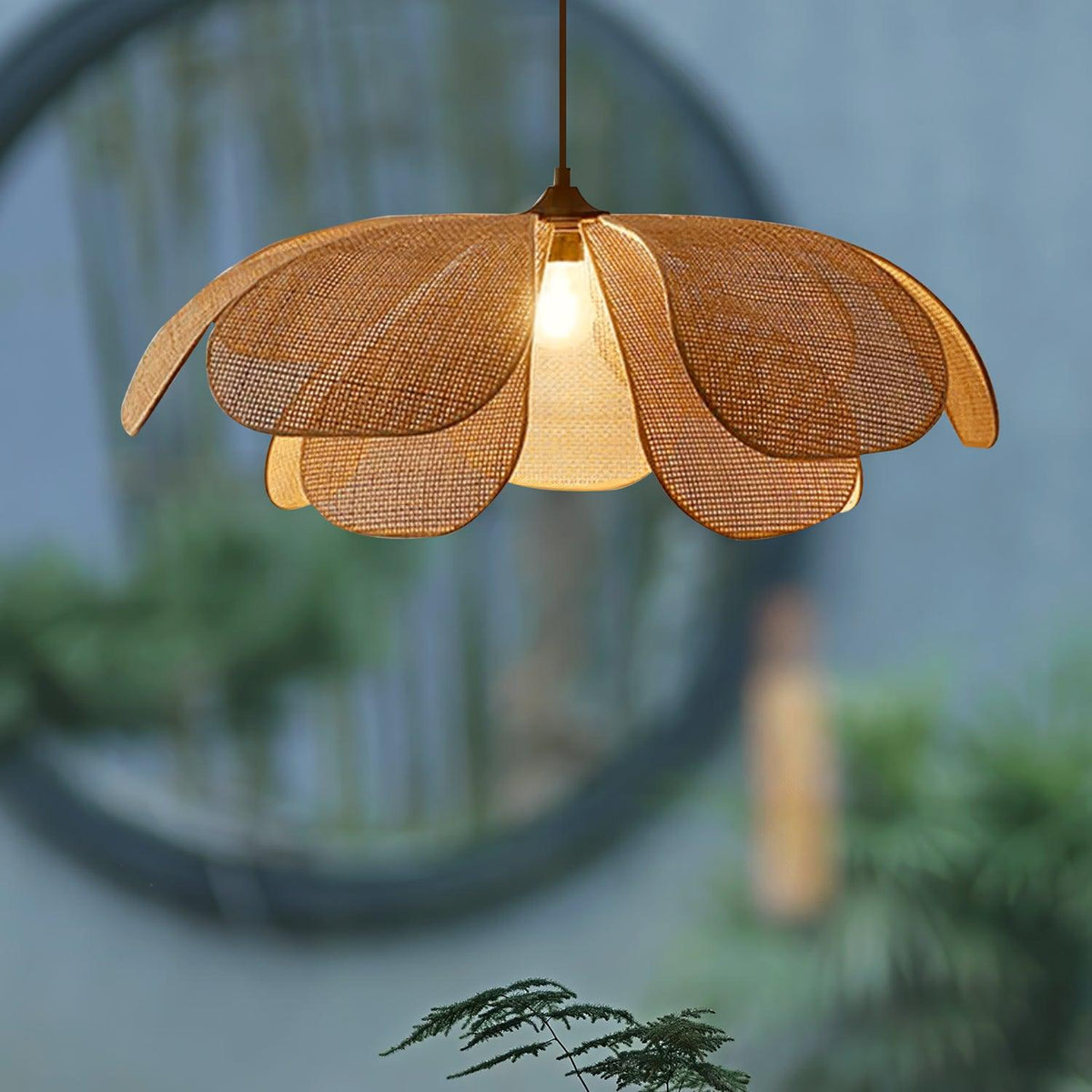 Petaral Suspension Lampe Rétro en Rattan