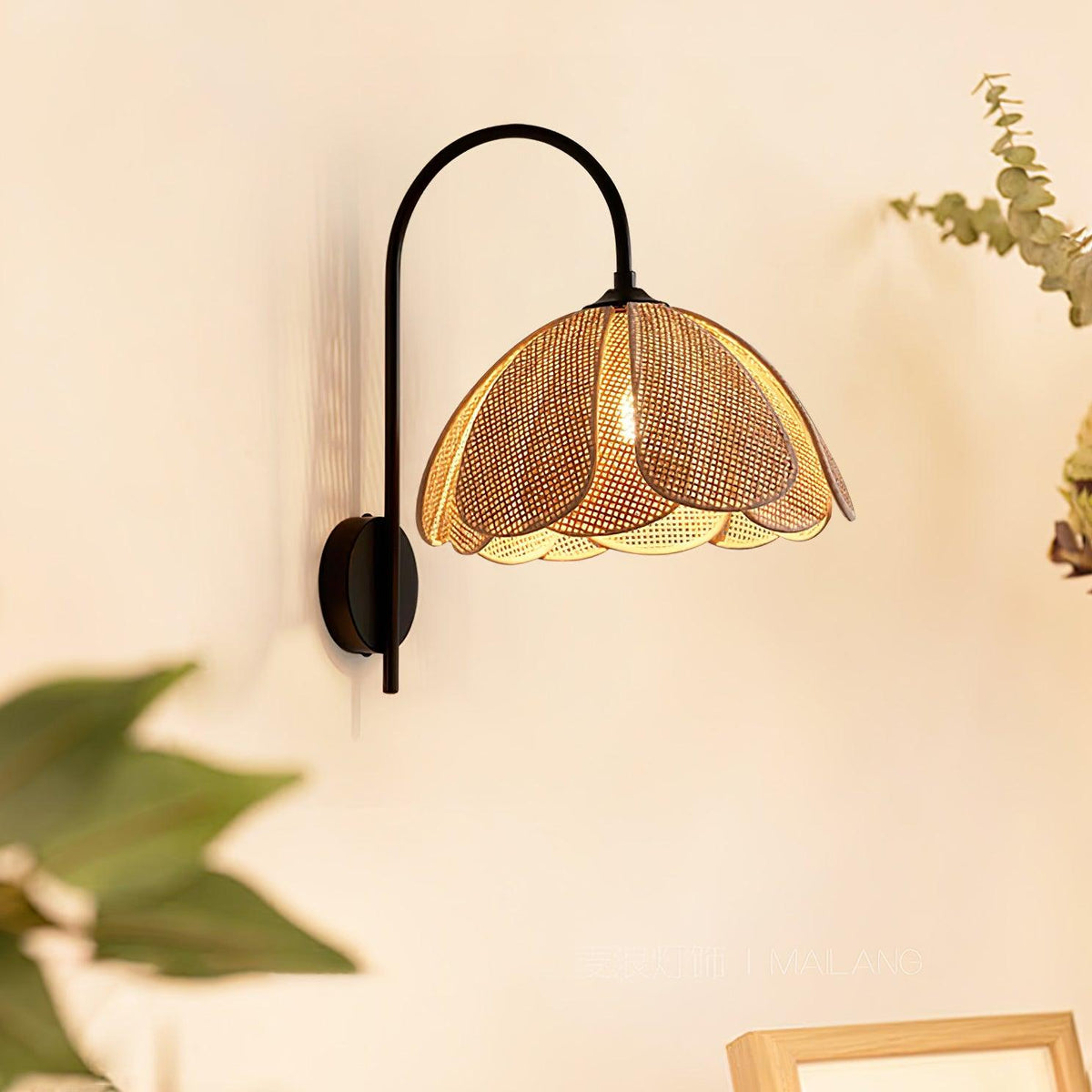 Zevelia Applique Murale Rattan Pétale Naturel Élégance