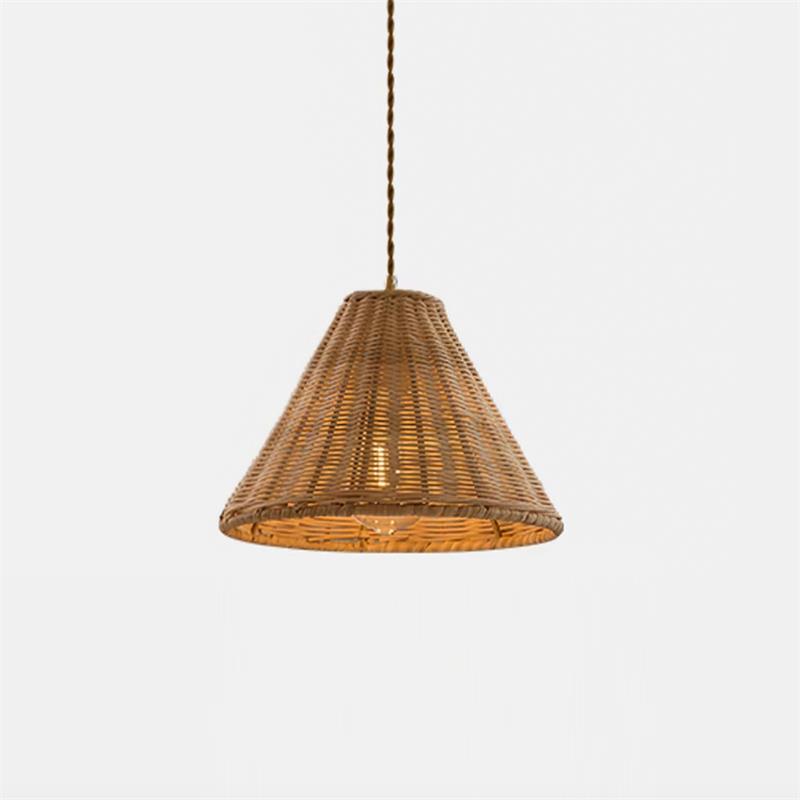 Pendant Lamp Rattan Shade and Metal Body Cone Shape Natural Minimalist-Neutral Decor