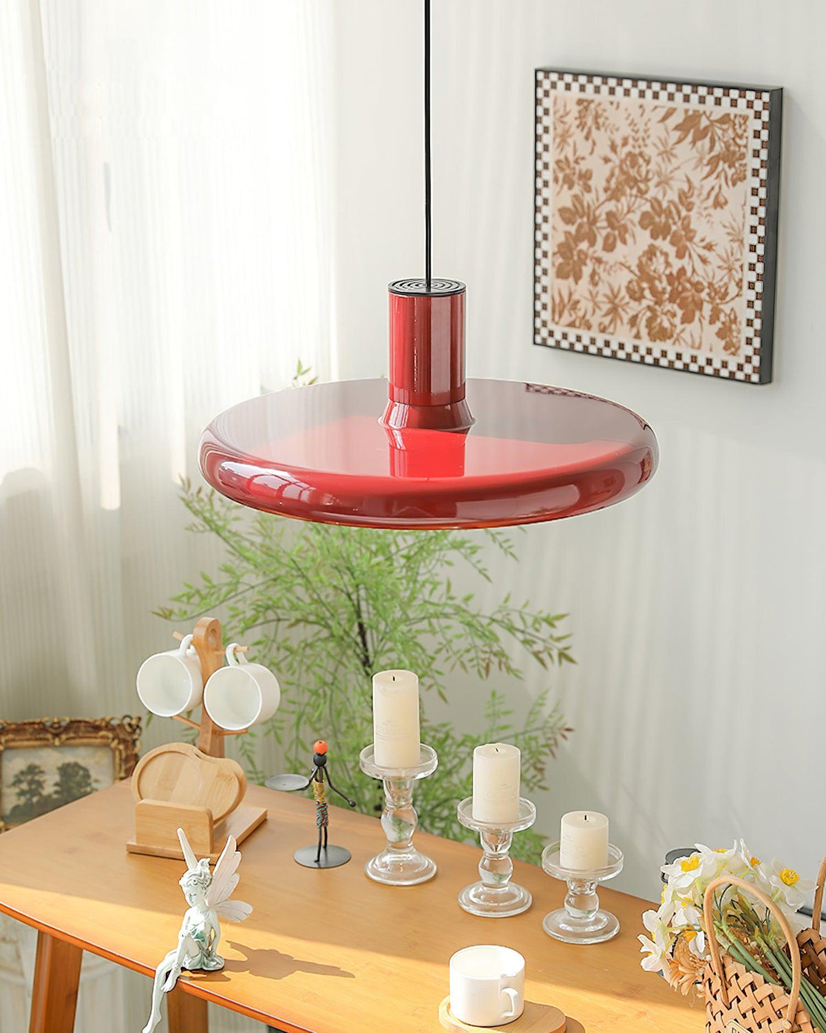 Pendant Lamp Frisbee Red Industrial Contemporary-Neutral Decor