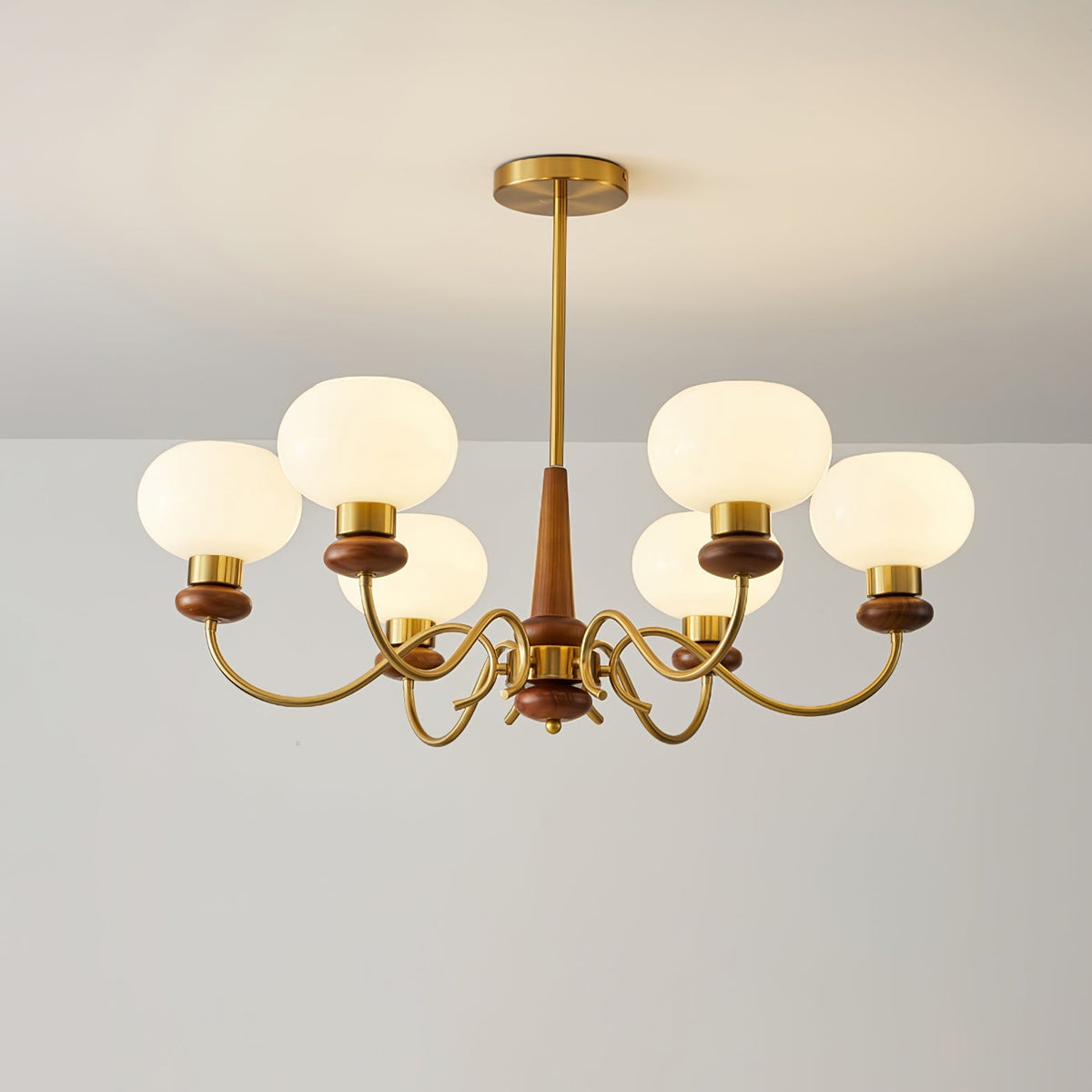 Luma Lustre Lustra Laiton Bois Globe Classique