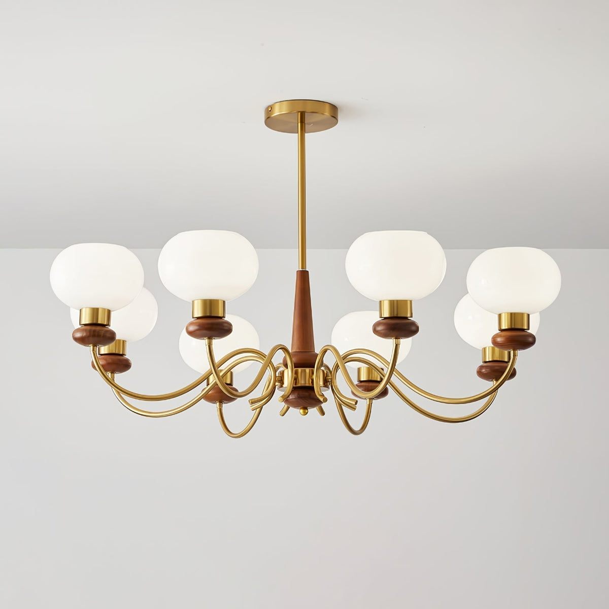 Luma Lustre Lustra Laiton Bois Globe Classique