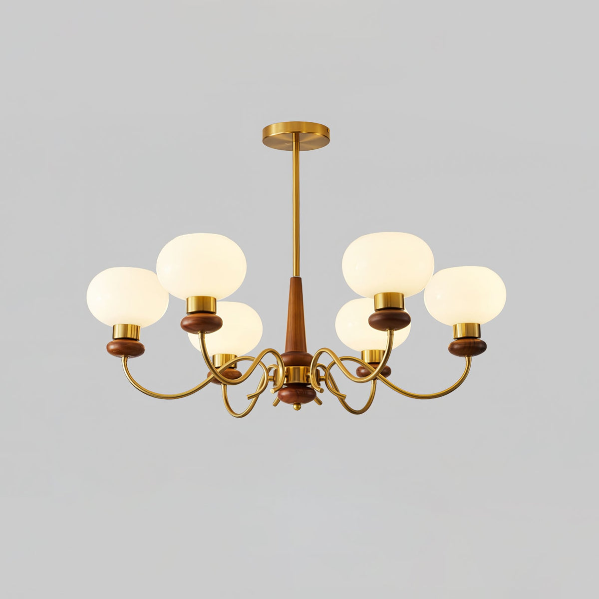 Luma Lustre Lustra Laiton Bois Globe Classique