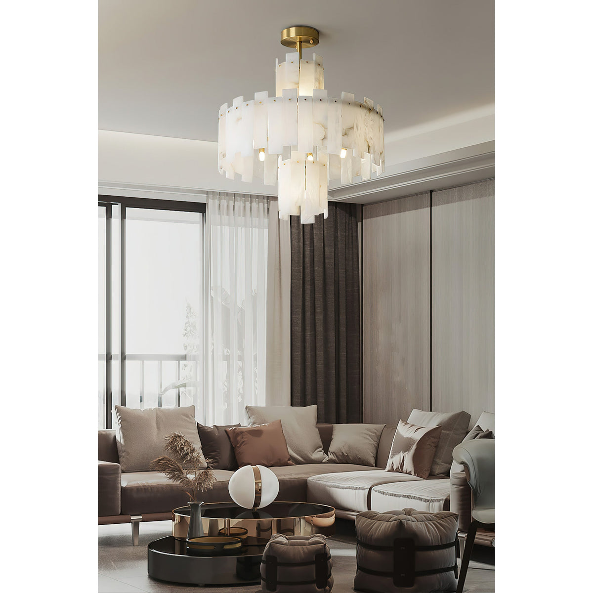 Zosolia Lustre Postmoderne Luxe Laiton Alabastre