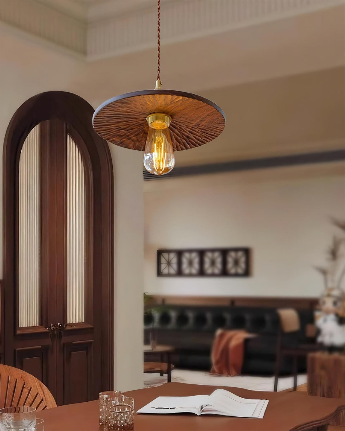 Rei Wood Pendant Lamp-Neutral Decor