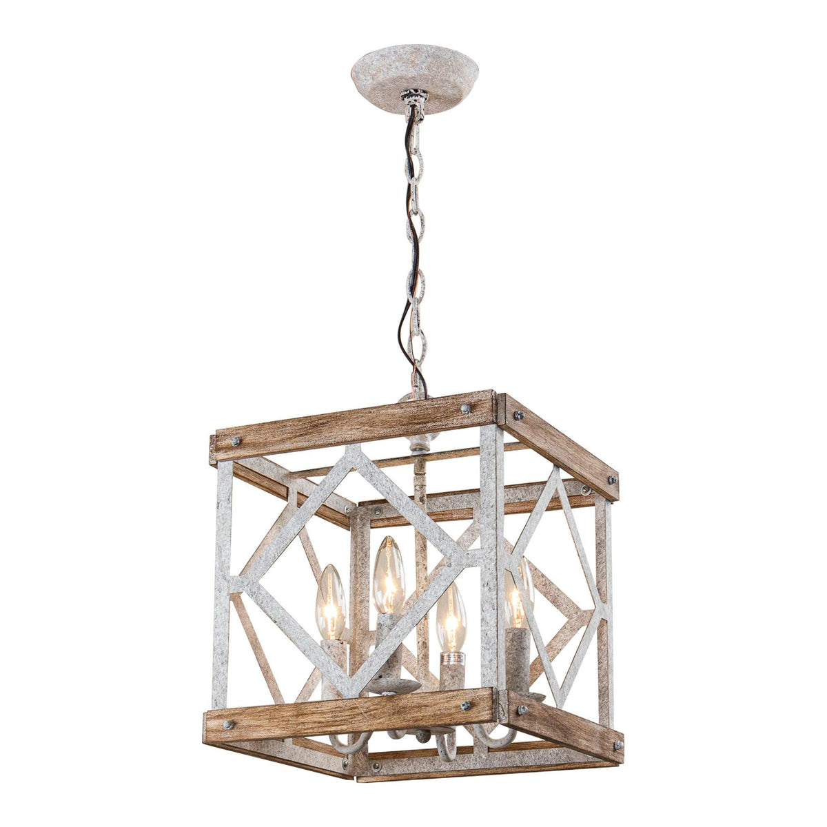 Zelaeora Suspension Métal Bois Créativité Individuelle 4 Lumières
