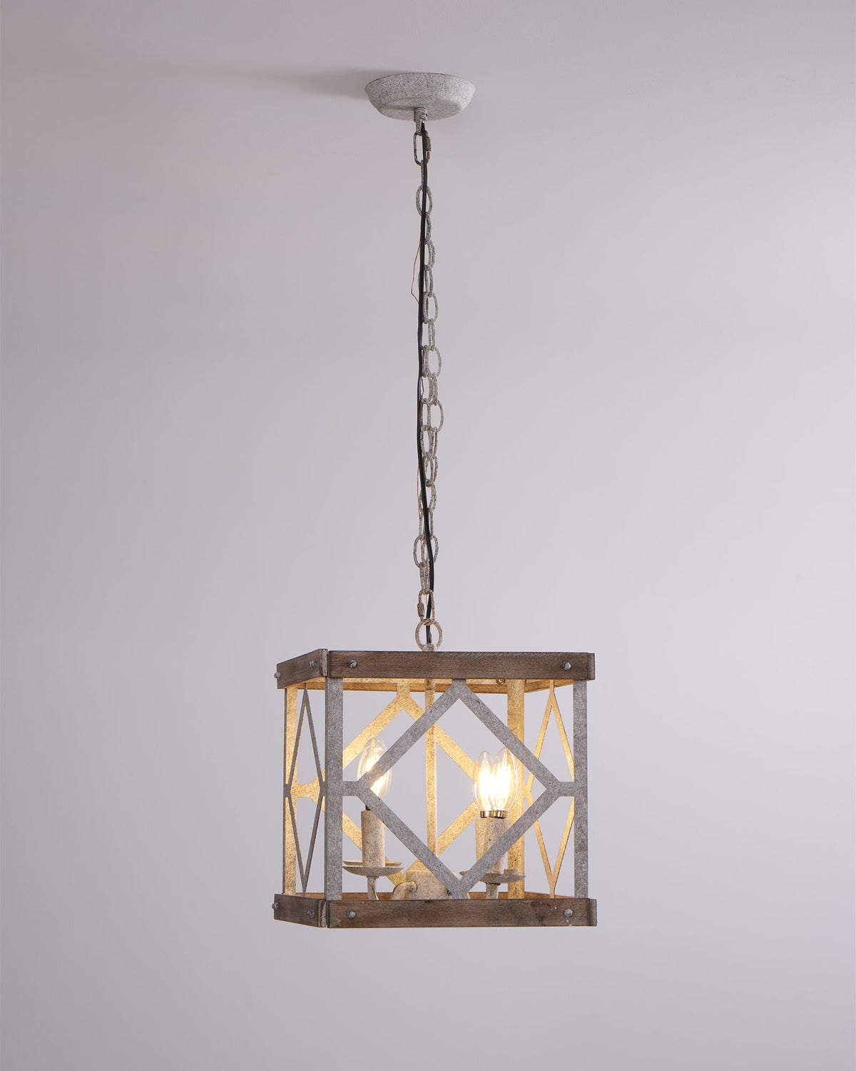 Zelaeora Suspension Métal Bois Créativité Individuelle 4 Lumières