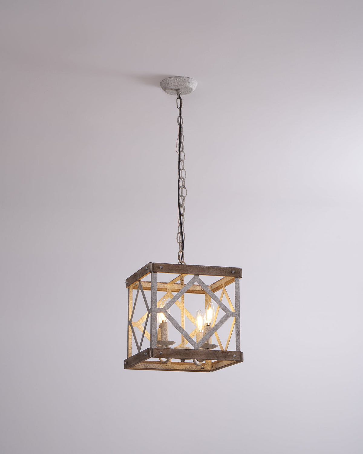 Zelaeora Suspension Métal Bois Créativité Individuelle 4 Lumières