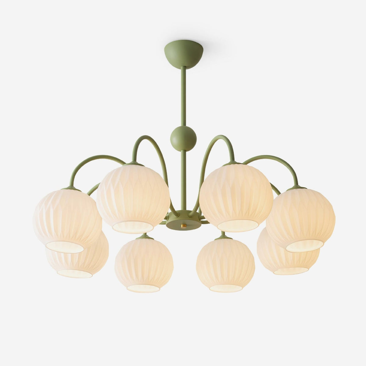 Noriana Lustre Moderne à 8 Lumières en Verre Ridé Vert