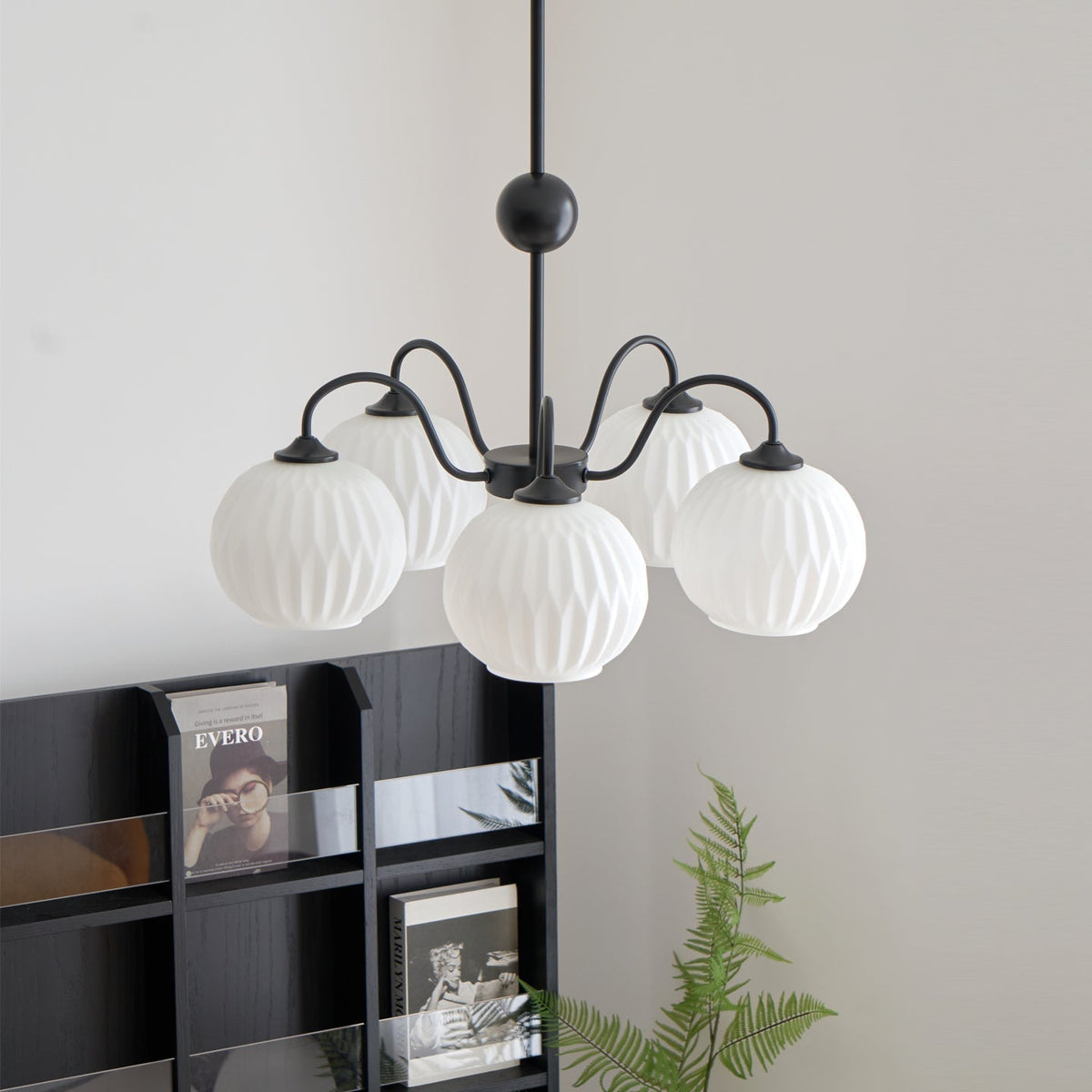 Noriana Lustre Moderne à 8 Lumières en Verre Ridé Vert
